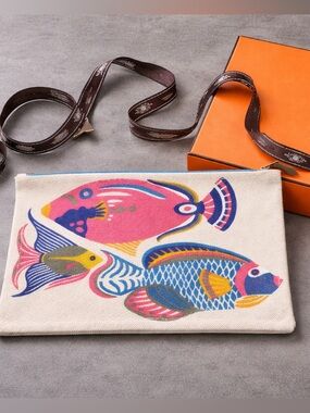 Hermes Tropical Fish Pattern Pouch limited edition